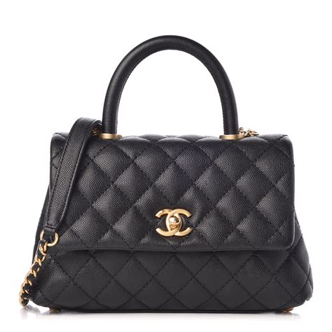 chanel coco handle mini caviar|Flap Bags .